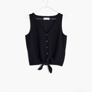 Madewell Black Sleeveless Tie-Front Blouse